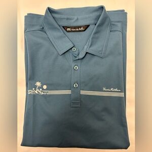 Travis Mathew Light Blue Island Palm Tree Polo